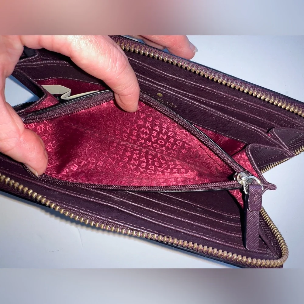 Kate Spade Neda Laurel Way Zip Around Leather Wallet in Deep Plum‎
